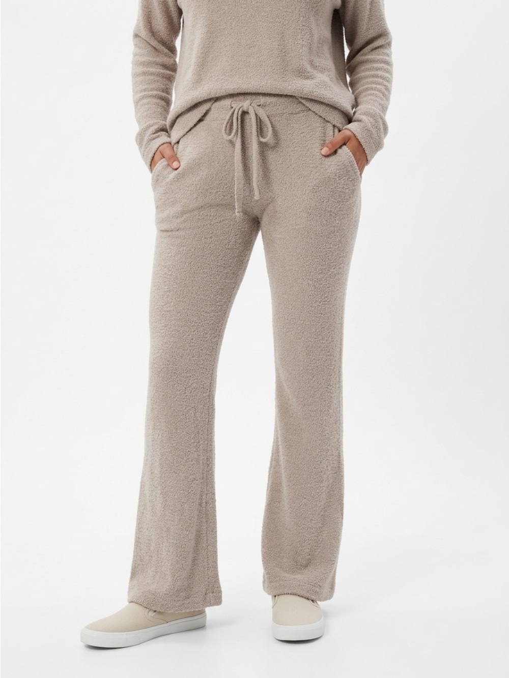 Barefoot Dreams CozyChic Lite Pant Wide Leg Knit Heathered Taupe Size S